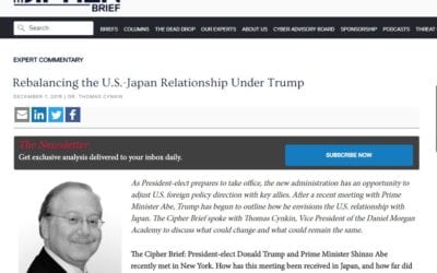 Dr. Thomas Cynkin: Rebalancing the US-Japan Relationship Under Trump (Cipher Brief)