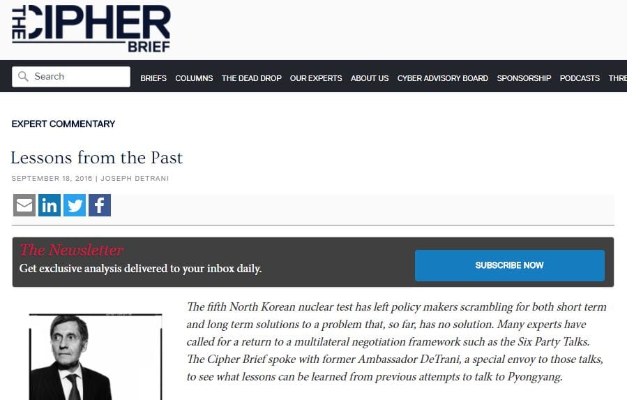 President DeTrani interviewed by The Cipher Brief
